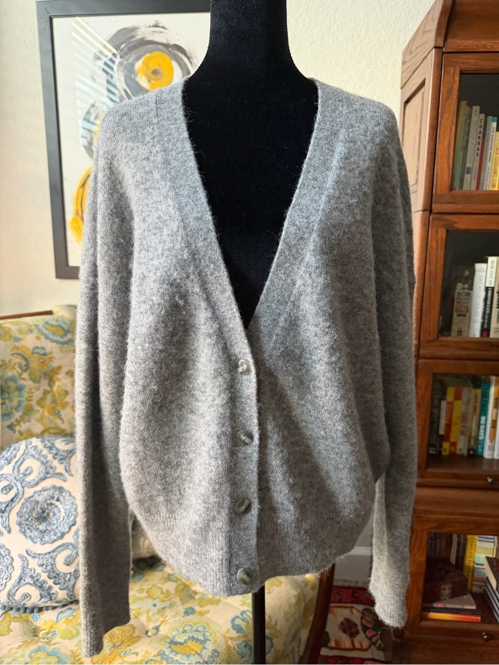 Lululemon Alpaca Wool Blend Cardigan Heathered Grey Button Sweater